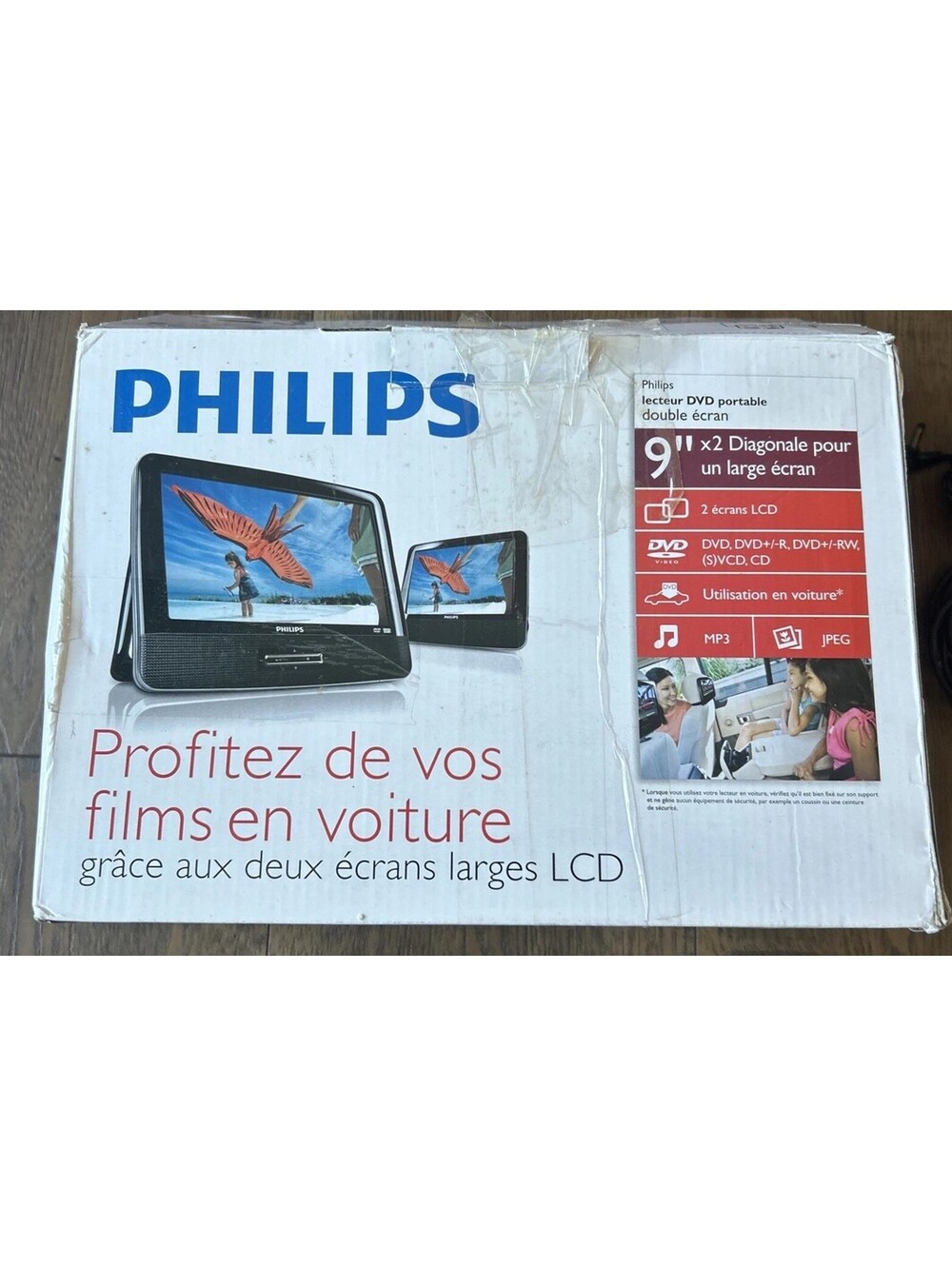 Philips PD9012/37 Dual 9” Portable DVD Player Twin Screens  Open Box RETRO!
